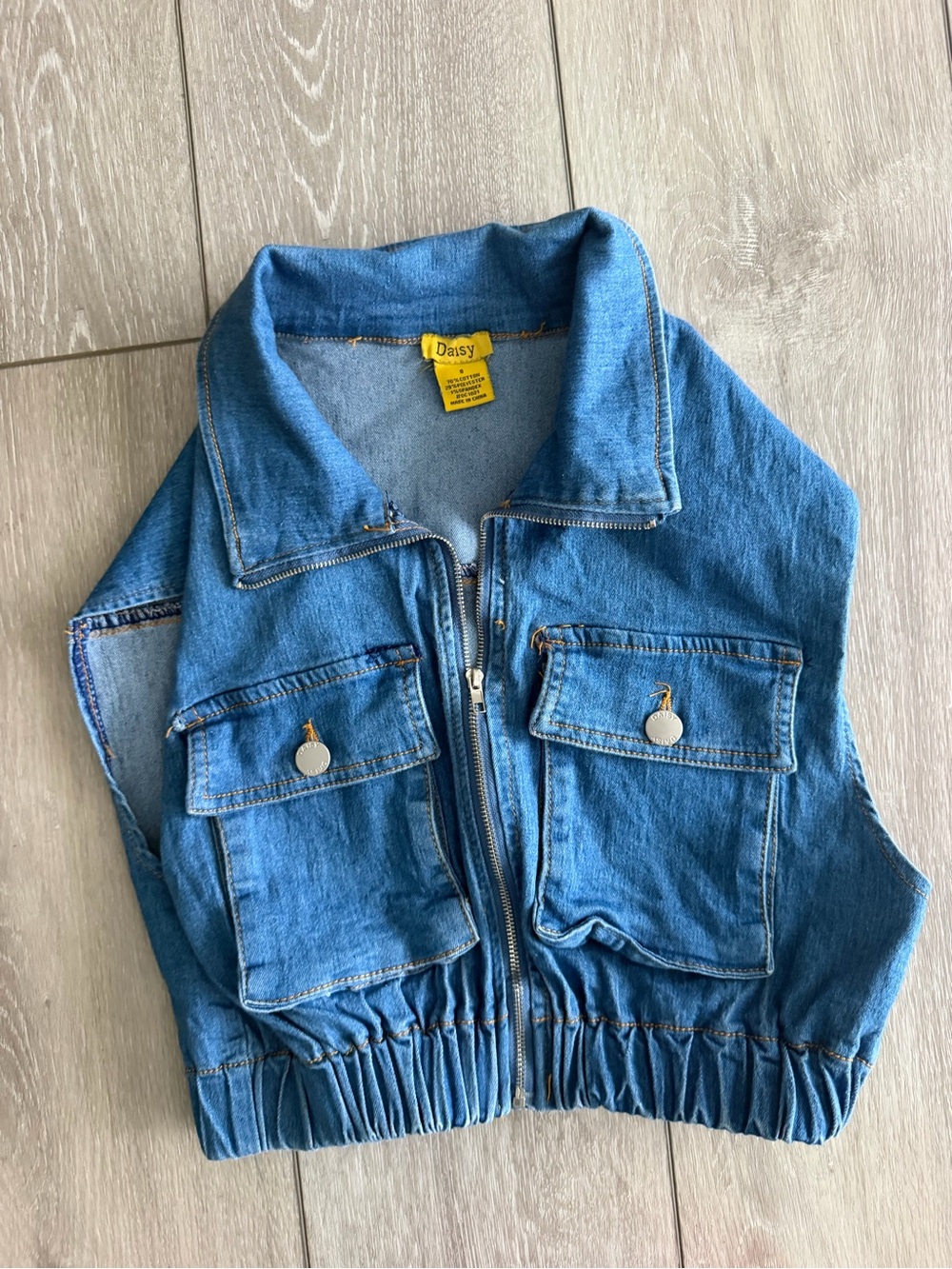 Daisy Light Blue Denim Zip Front Vest